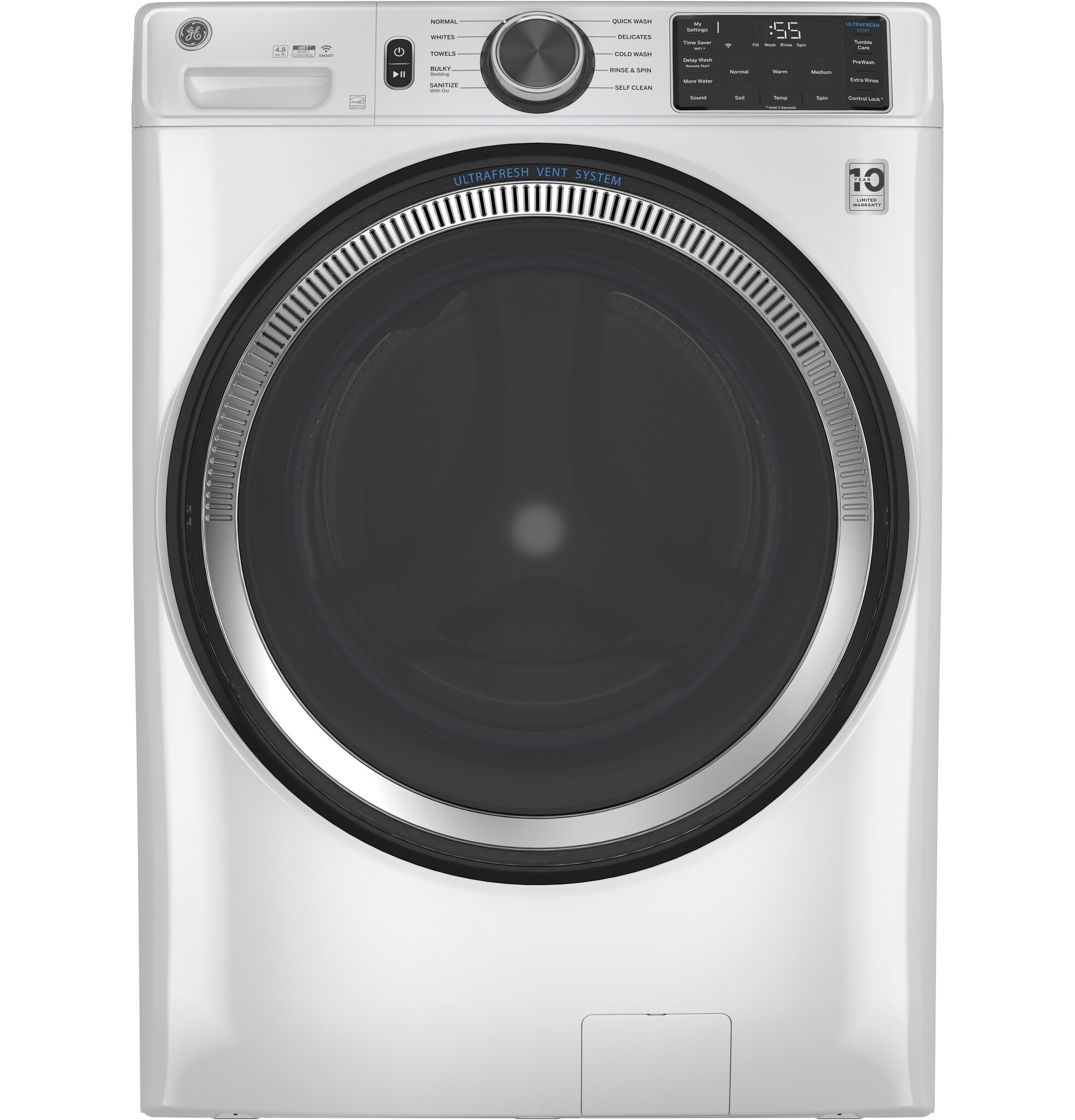 GE GE UltraFresh Vent System 4.8-cu ft Stackable Smart Front-Load Washer (White) ENERGY STAR  MODEL# GFW550SSNWW