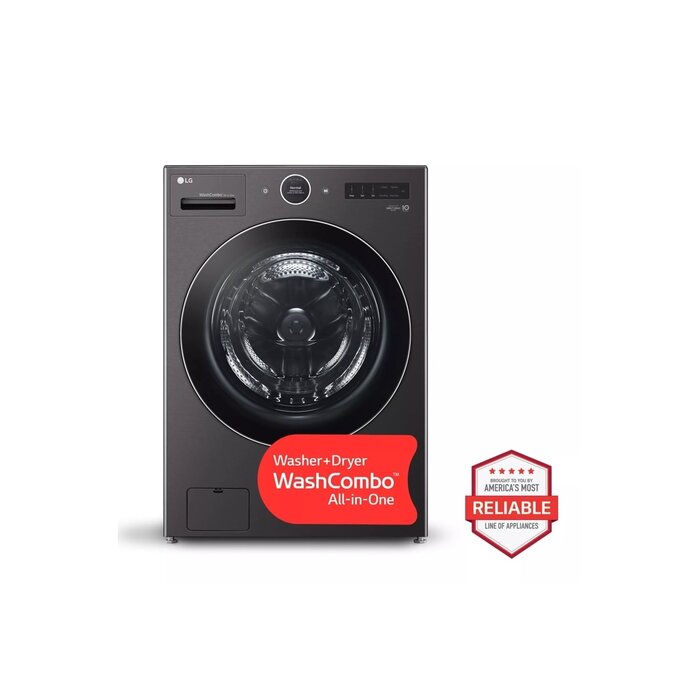 LG LG TurboWash360 5-cu ft Capacity Black Steel Ventless All-in-One Washer/Dryer Combo with Steam Cycle ENERGY STAR  MODEL# WM6998HBA