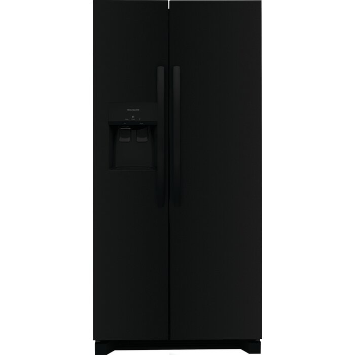 Frigidiare Frigidaire 22.3-cu ft Standard-Depth 33-in Wide Side-by-Side Refrigerator with Ice Maker ,Water and Ice Dispenser ( Black ) ENERGY STAR Certified MODEL # FRSS2323AB