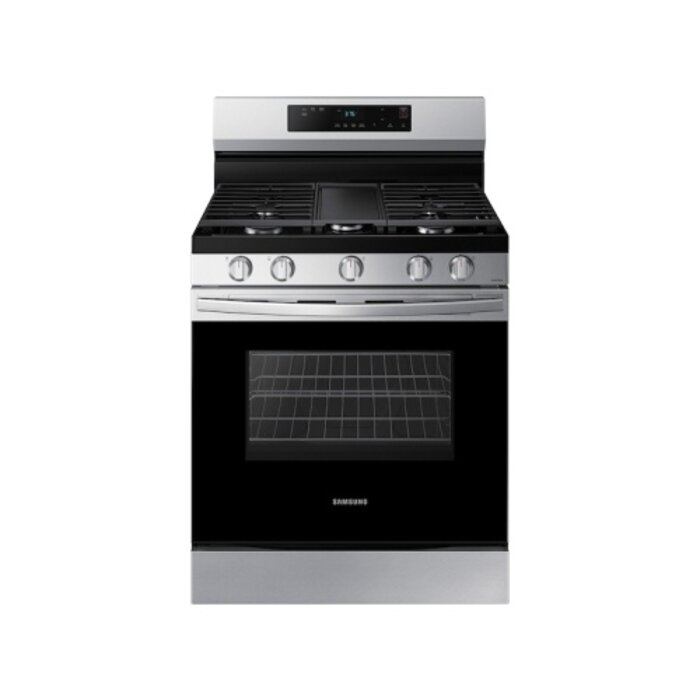 Samsung Samsung 30-in 5 Burners 6-cu ft Freestanding Smart Natural Gas Range (Stainless Steel) MODEL # NX60A6111SS