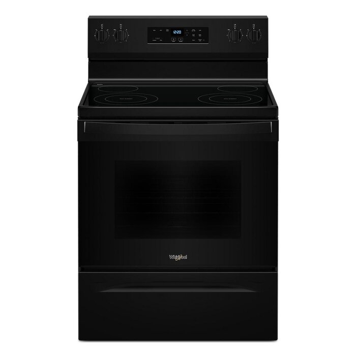Whirlpool WHIRLPOOL 30-in Glass Top 4 Burners 5.3-cu ft Freestanding Electric Range (Black)  MODEL# WFES3030RB
