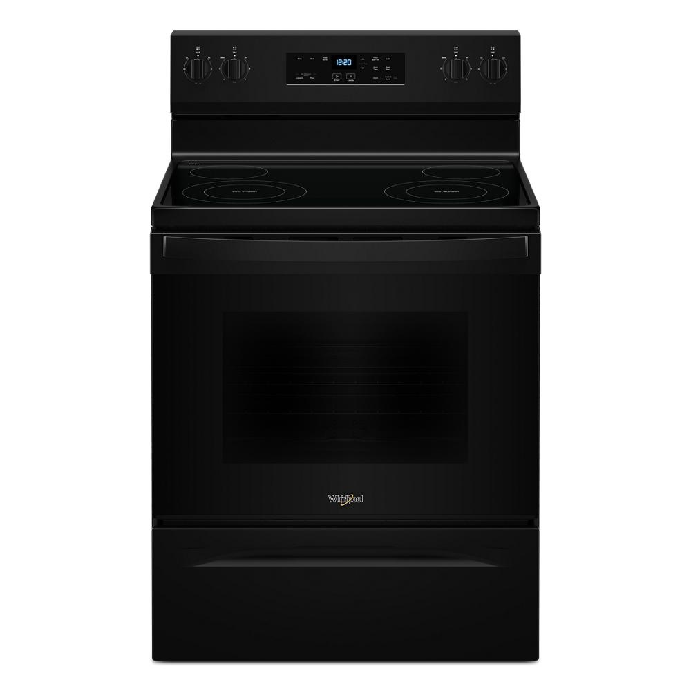 Whirlpool WHIRLPOOL 30-in Glass Top 4 Burners 5.3-cu ft Freestanding Electric Range (Black)  MODEL# WFES3030RB