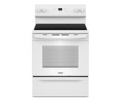 Whirlpool WHIRLPOOL 30-in Glass Top 5 Burners 5.3-cu ft Steam Cleaning Freestanding Electric Range (White)  MODEL# WFES3330RW    Stock# 1004-14