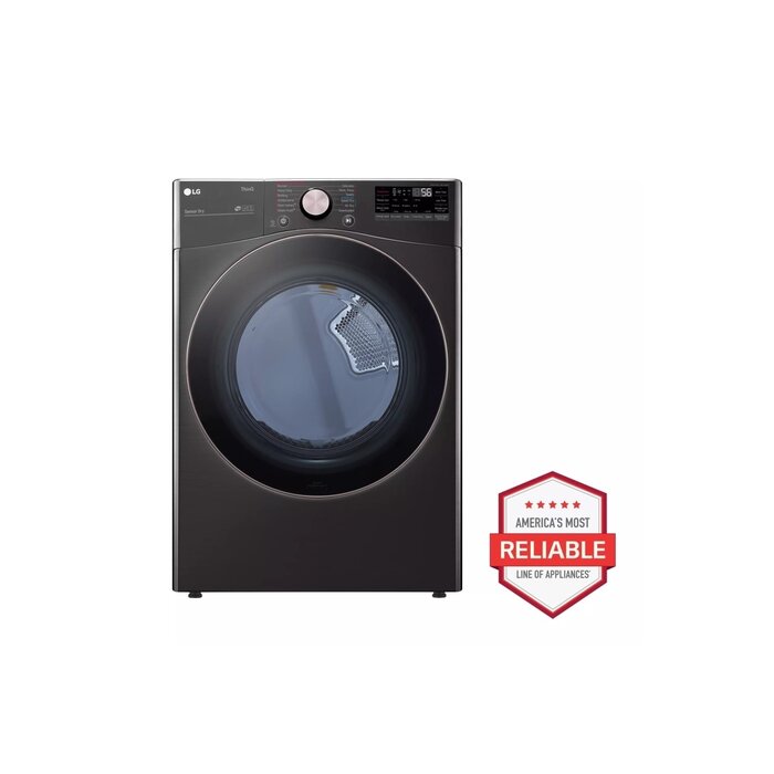 LG LG TrueSteam 7.4-cu ft Reversible Side Swing Door Stackable Steam Cycle Smart Gas Dryer (Black) ENERGY STAR  MODEL# DLGX4001B
