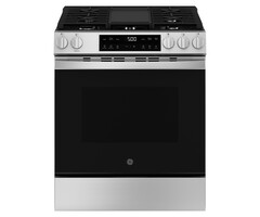 GE GE 30 in. 5-Burners Slide-In Gas Range in Stainless Steel with Crisp Mode  MODEL# GGS500SVSS