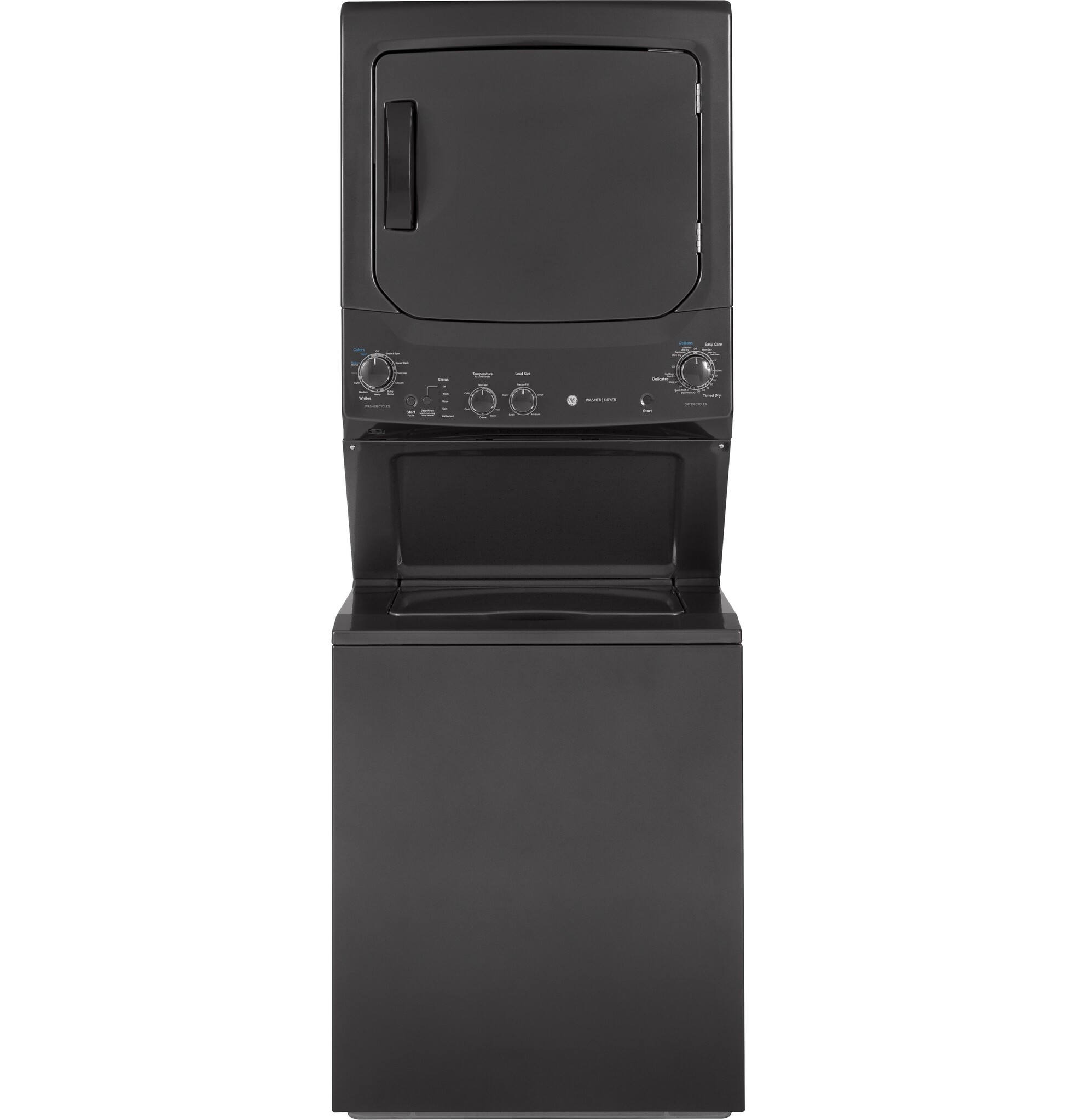 GE GE Electric Stacked Laundry Center with 3.8-cu ft Washer and 5.9-cu ft Dryer MODEL# GUD27ESPMDG