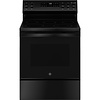 GE GE Crisp Mode 30-in Glass Top 5 Burners 5.3-cu ft Self & Steam Cleaning Freestanding Electric Range (Black) MODEL# GRF500PVBB