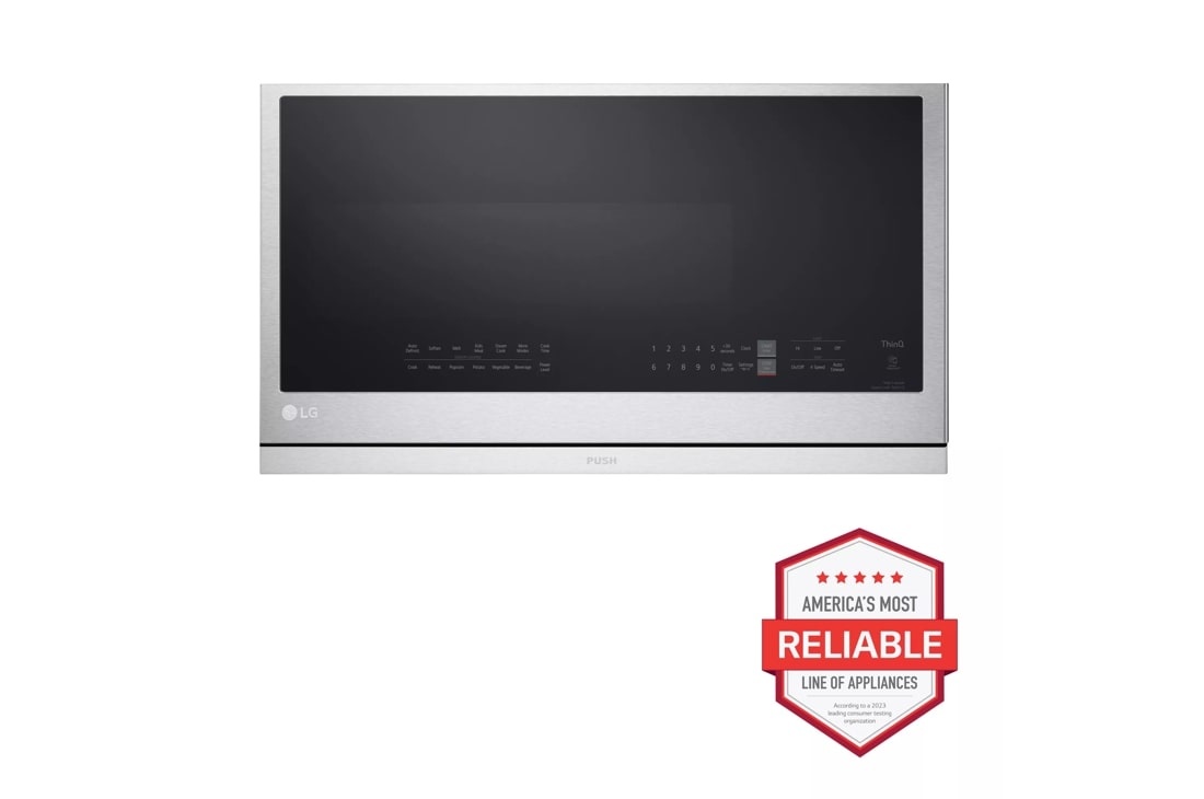 LG LG (NIB) ExtendaVent 2.1-cu ft 1050-Watt 30-in Over-the-Range Microwave with Sensor Cooking (Printproof Stainless Steel) MODEL# MVEL2137F