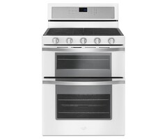 Whirlpool WHIRLPOOL 30-in 5 Burners 3.9-cu ft / 2.1-cu ft Self-cleaning Convection Freestanding Double Oven Gas Range (White Ice) MODEL# WGG745S0FH