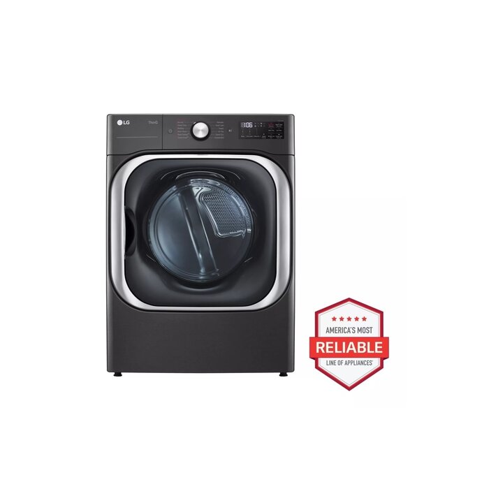 LG LG TurboSteam 9-cu ft Stackable Steam Cycle Vented Smart Gas Dryer (Black Steel) ENERGY STAR MODEL# DLGX8901B