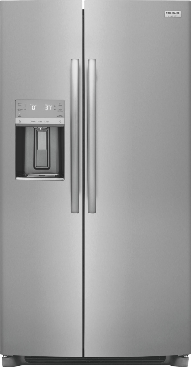Frigidaire Gallery FRIGIDAIRE GALLERY 22.3-cu ft Counter-depth Side-by-Side Refrigerator with Ice Maker, Water and Ice Dispenser (Fingerprint Resistant Stainless Steel) ENERGY STAR MODEL# GRSC2352AF Stock# 1431-41