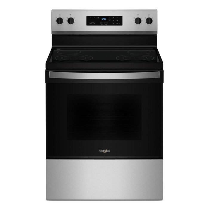 Whirlpool WHIRLPOOL  Flexible Cooktop 30-in Glass Top 4 Burners 5.3-cu ft Freestanding Electric Range (Stainless Steel)  MODEL# WFES3030RS    Stock# 8002-28