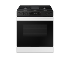 Samsung Bespoke SAMSUNG Bespoke 30-in 5 Burners 6-cu ft Self-cleaning Air Fry Convection Oven Slide-in Smart Natural Gas Range (White Glass)  MODEL# NSG6DB830012