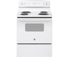 GE GE 30-in 4 Burners 5-cu ft Freestanding Electric Range (White)  MODEL# JBS160DMWW    Stock# 8003-12