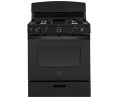 GE GE 30-in 4 Burners 4.8-cu ft Freestanding Natural Gas Range (Black)  MODEL# JGBS30DEKBB