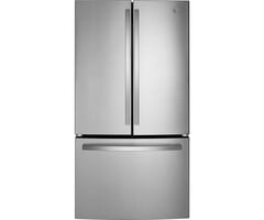 GE Counter-depth 21.9-cu ft French Door Refrigerator with Ice Maker and Water dispenser (Fingerprint Resistant Stainless Steel) ENERGY STAR  MODEL# GWE22JYMFS