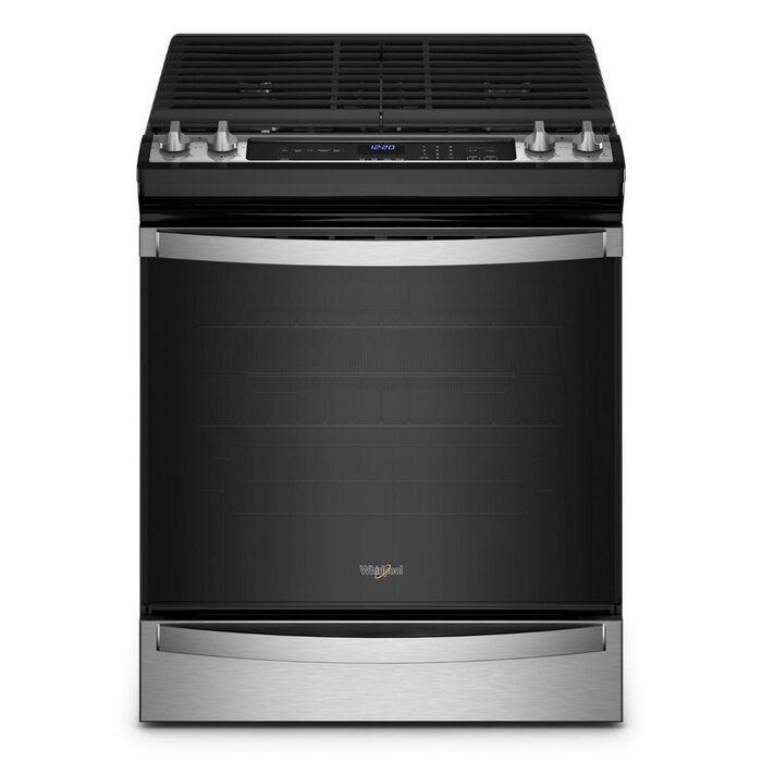 Whirlpool WHIRLPOOL 30-in 5 Burners 5.8-cu ft Self-cleaning Air Fry Convection Oven Slide-in Natural Gas Range (Fingerprint Resistant Stainless Steel)  MODEL# WEG745H0LZ