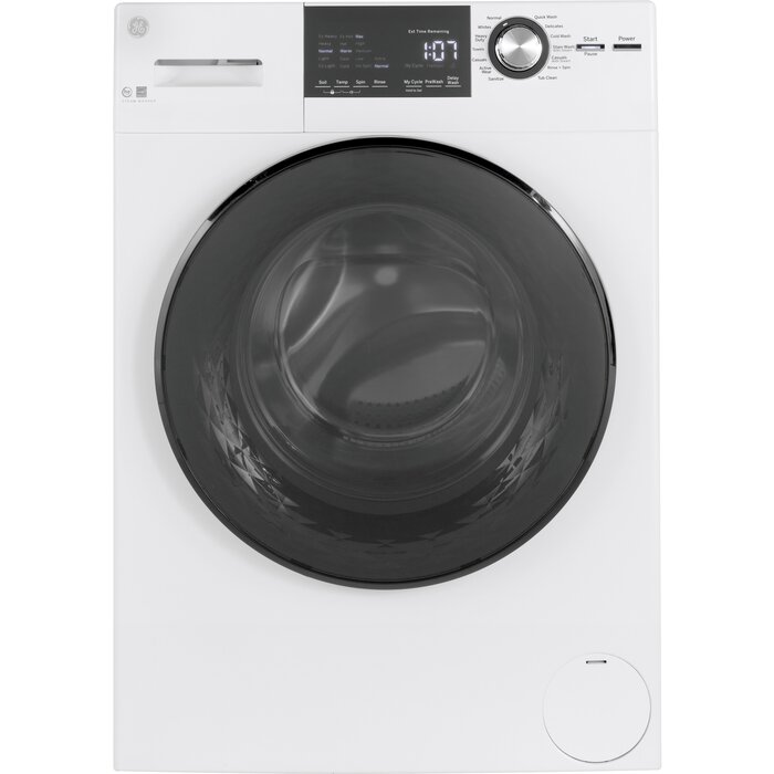 GE GE 2.4 cu-ft High Efficiency Stackable Steam Cycle Small Front-Load Washer (White) ENERGY STAR Model# GFW148SSMWW