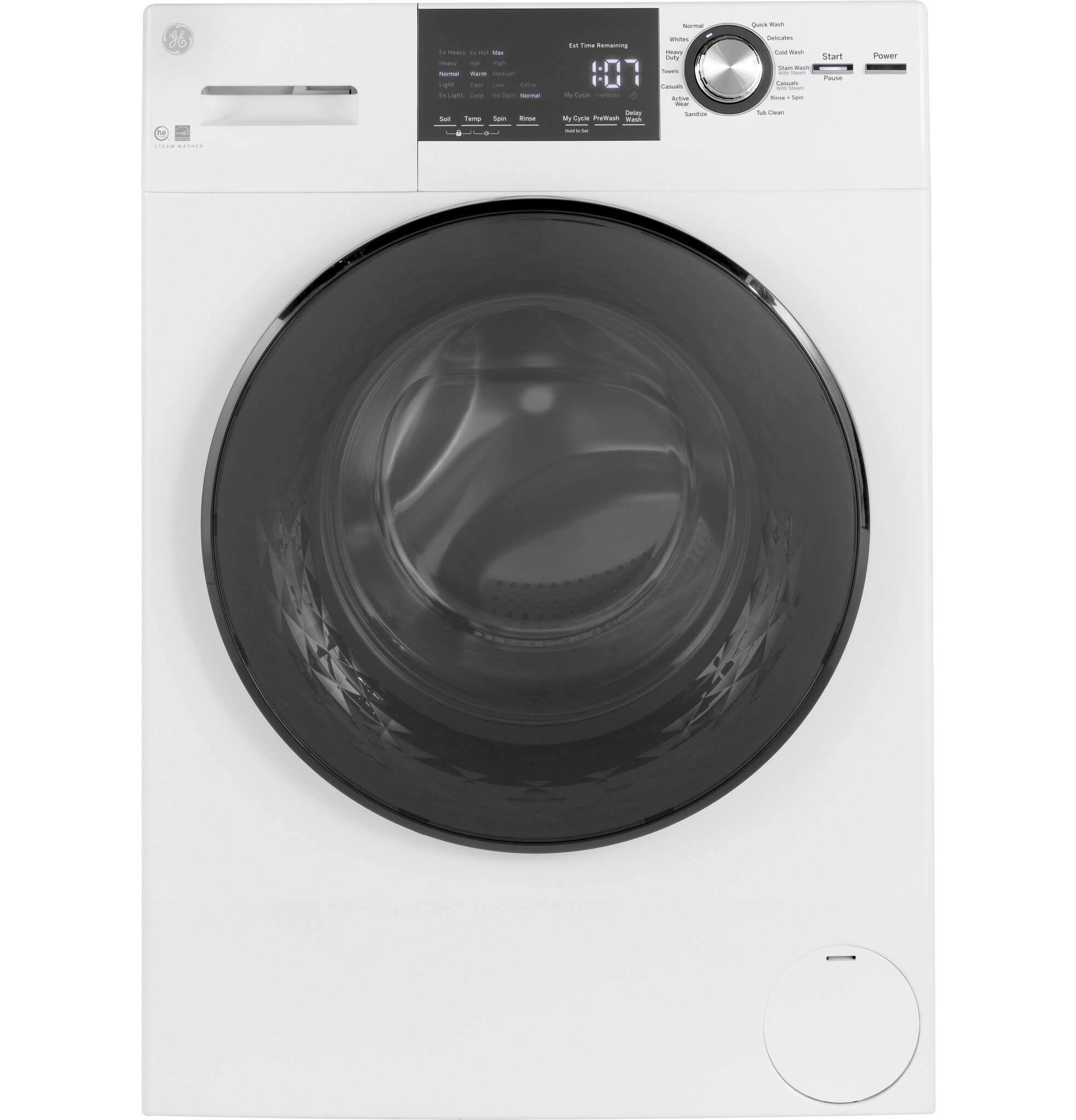 GE GE High Efficiency Stackable Steam Cycle Small Front-Load Washer ( White ) ENERGY STAR