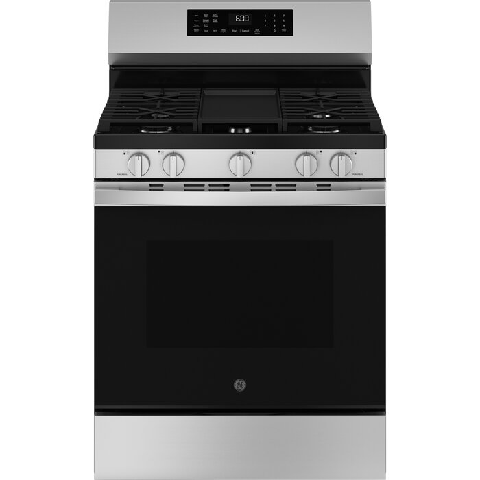 GE GE EasyWash Oven Tray 30-in 5 Burners 5.3-cu ft Steam Cleaning Air Fry Convection Oven Freestanding Smart Natural Gas Range (Stainless Steel)  MODEL# GGF600AVSS    Stock# 8007-32