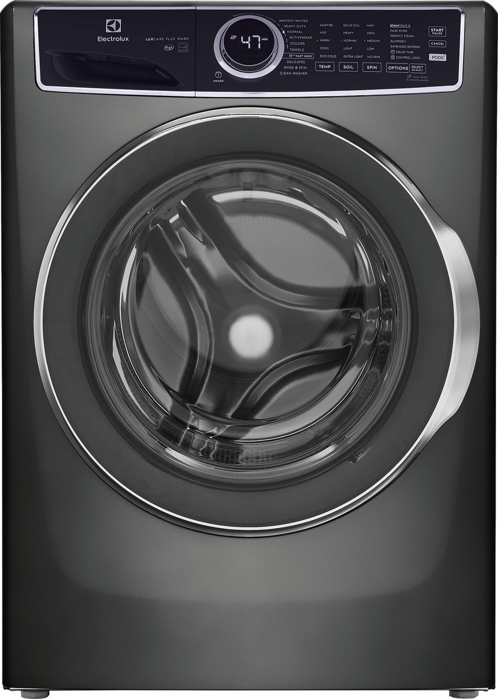 ELECTROLUX LuxCare Wash and Perfect Steam 4.5-cu ft High Efficiency Stackable Steam Cycle Front-Load Washer (Titanium) ENERGY STAR  MODEL# ELFW7537AT    Stock# 8005-39