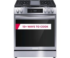 FRIGIDAIRE GALLERY Frigidaire Gallery (CL) 30 in. 6 cu. ft. 5 Burner Slide-In Gas Range with Total Convection and Air Fry in Smudge Proof Stainless Steel  MODEL# GCFG3060BF