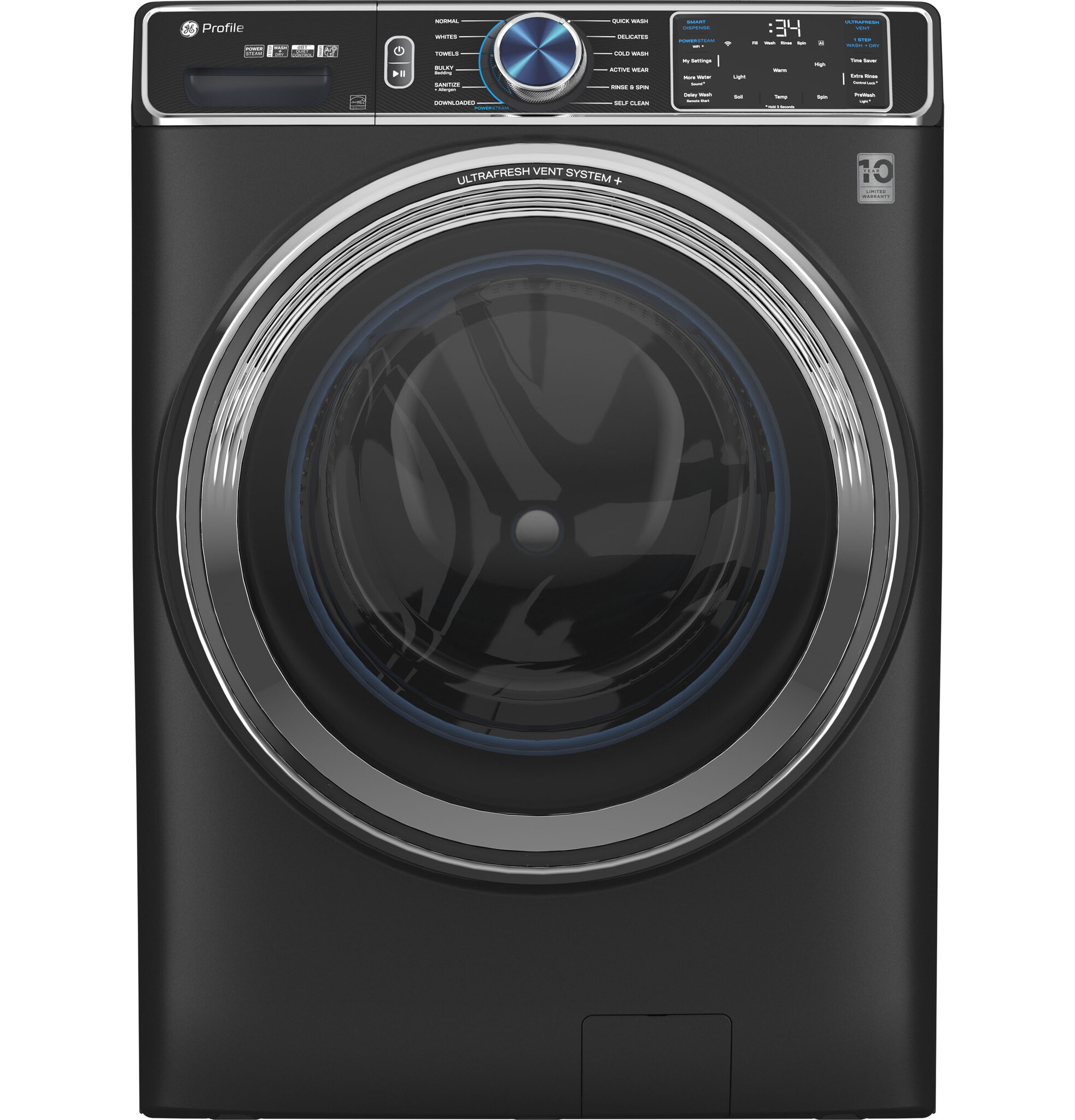 GE GE UltraFresh Vent System 5.3-cu ft Stackable Steam Cycle Smart Front-Load Washer (Carbon Graphite) ENERGY STAR MODEL# PFW950SPTDS Stock# 1439-41