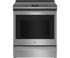 GE Profile GE Profile 30-in Glass Top 5 Burners 5.3-cu ft Steam Cleaning Air Fry Convection Oven Slide-in Smart Electric Range (Fingerprint-resistant Stainless Steel)  MODEL# PSS93YPFS