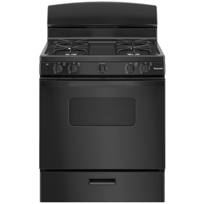 Hotpoint Hotpoint 30-in 4 Burners 4.8-cu ft Freestanding Natural Gas Range (Black)  MODEL# RGBS330DRBB    Stock# 8010-11