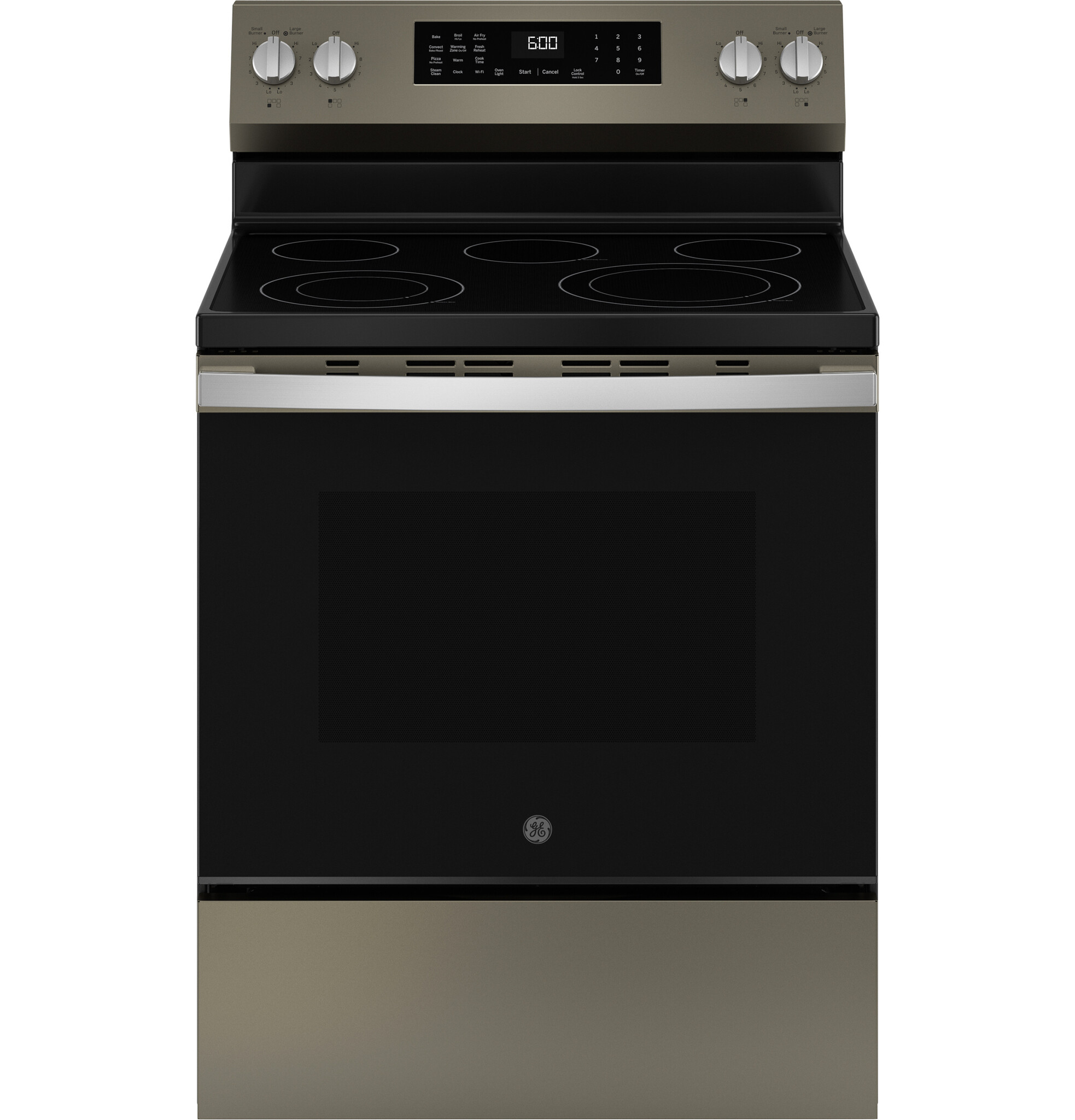 GE GE EasyWash Oven Tray 30-in Glass Top 5 Burners 5.3-cu ft Steam Cleaning Air Fry Convection Oven Freestanding Smart Electric Range (Slate) MODEL# GRF600AVES Stock# 8010-30