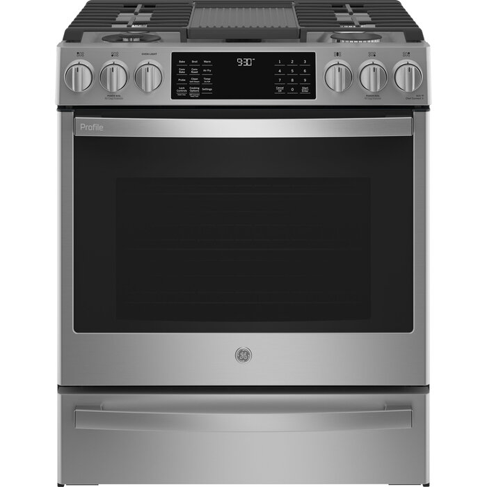 GE GE 30-in 5 Burners 5.6-cu ft Self & Steam Cleaning Air Fry Convection Oven Slide-in Smart Natural Gas Range (Fingerprint-resistant Stainless Steel) MODEL# PGS930YPFS Stock# 8010-48