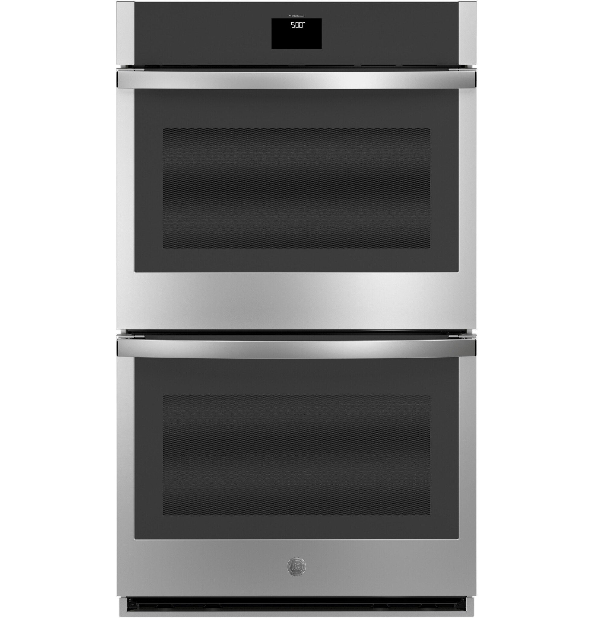 GE GE 30 inch Smart Compatible Double Electric Wall Oven with Air Fry Self + Steam Cleaning ( Stainless Steel ) MODEL# JTD5000SVSS