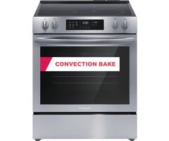 Frigidiare FRIGIDAIRE 30-in Glass Top 5 Burners 5.3-cu ft Self-Cleaning Convection Oven Slide-in Electric Range (Stainless Steel)  MODEL# FCFE3083AS