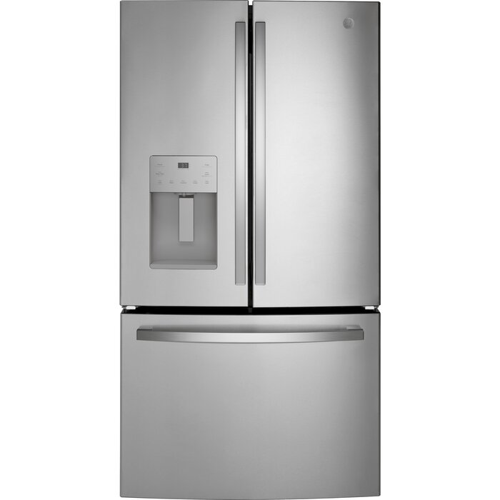 GE GE 25.6-cu ft French Door Refrigerator with Ice Maker, Water and Ice Dispenser (Fingerprint-resistant Stainless Steel) ENERGY STAR  MODEL# GFE26JYMFS