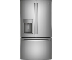 GE GE Standard-Depth 27.7-Cu. Feet 3 -Door French Door Refrigerator with Ice Maker with water and Ice dispenser ( Fingerprint-resistant Stainless Steel ) ENERGY STAR Certified  MODEL# GFE28GYNFS