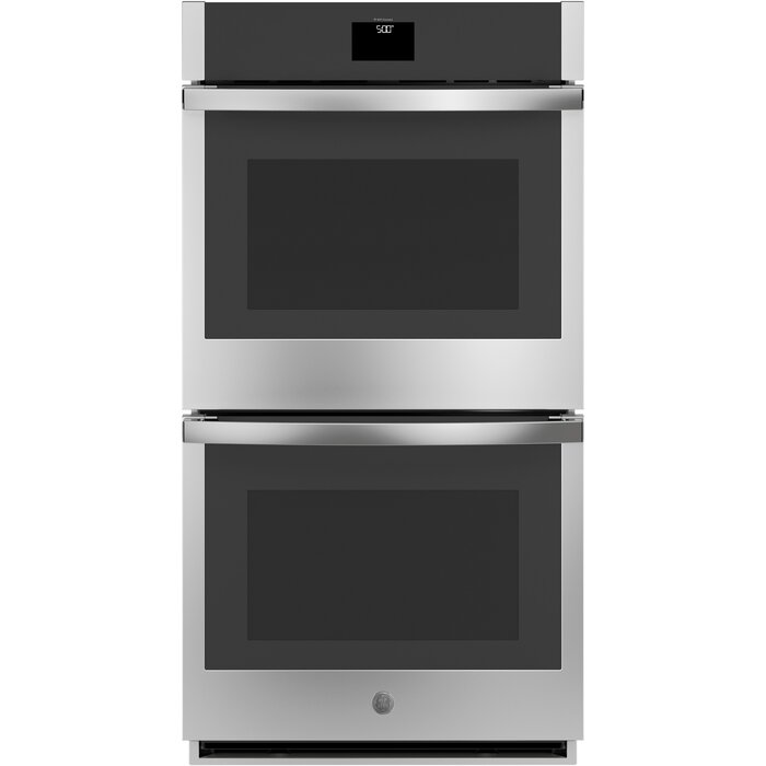 GE GE 27 inch Smart Compatible Double Electric Wall Oven with Air Fry Self + Steam Cleaning ( Stainless Steel )  MODEL# JKD5000SVSS