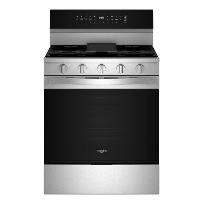 Whirlpool WHIRLPOOL High Preheat 30-in 5 Burners 5-cu ft Self & Steam Cleaning Air Fry Convection Oven Freestanding Smart Natural Gas Range (Stainless Steel)  MODEL# WFGS7530RZ