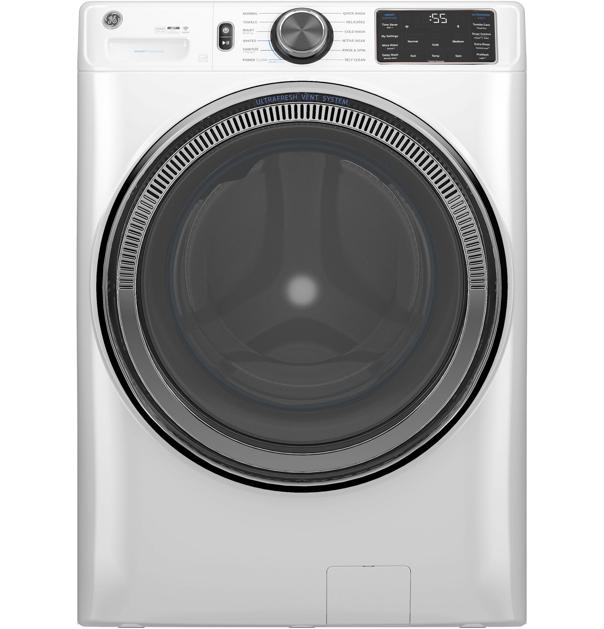 GE GE 5-cu ft Stackable Steam Cycle Smart Front-Load Washer (White) ENERGY STAR MODEL# GFW655SSVWW