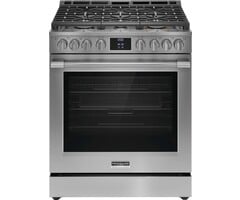 FRIGIDAIRE PROFESSIONAL Frigidaire Professional 30-in 6 burners 6-cu ft Air Fry Convection Oven Slide-In Natural Gas Range ( Smudge-Proof Stainless Steel )  MODEL# PCFG3080AF