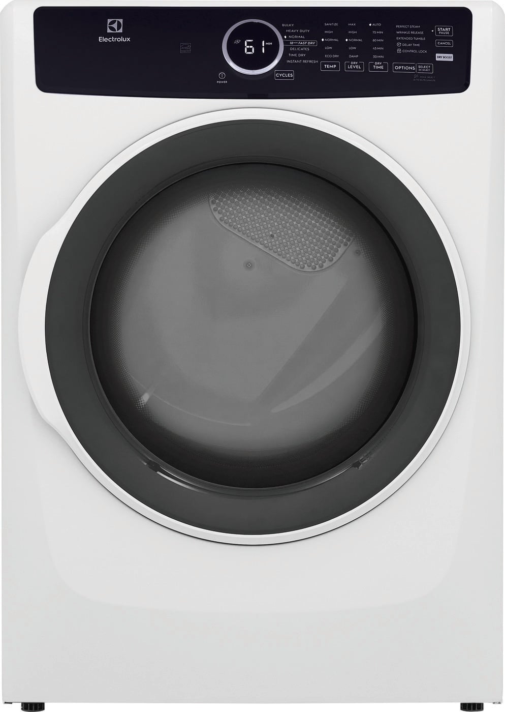 ELECTROLUX ELECTROLUX 8-cu ft Stackable Steam Cycle Vented Electric Dryer ( White ) Energy Star MODEL# ELFE7437AW Stock# 1502-78