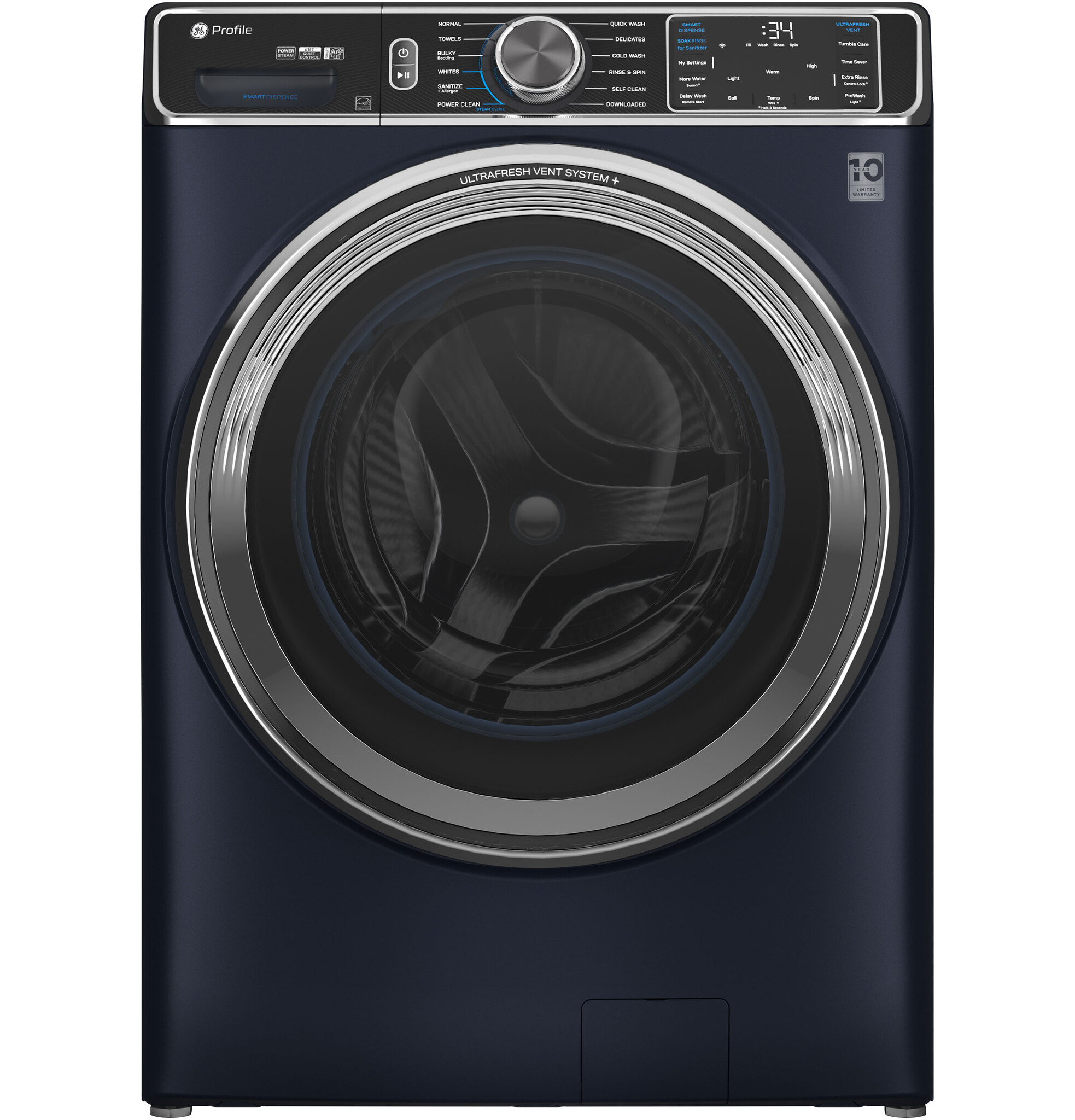 GE Profile GE Profile UltraFresh Vent System 5.3-cu ft High Efficiency Stackable Steam Cycle Smart Front-Load Washer ( Sapphire Blue ) ENERGY STAR MODEL# PFW870SPVRS