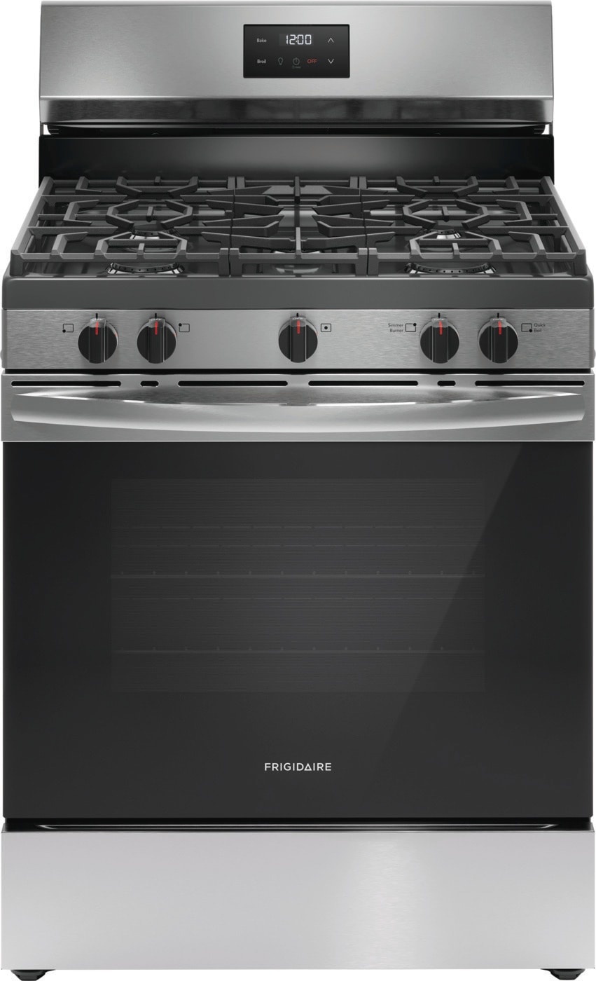 Frigidiare FRIGIDAIRE 30-in 5 burners 5.1-cu ft Freestanding Natural Gas Range ( Stainless Steel ) MODEL# FCRG3052BS Stock# 1502-61