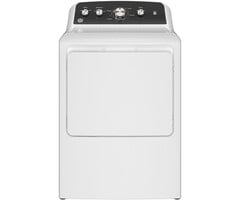 GE GE 7.2 Cu. Ft. Gas Dryer with Auto Dry White with Matte Black Model# GTD48GASWWB