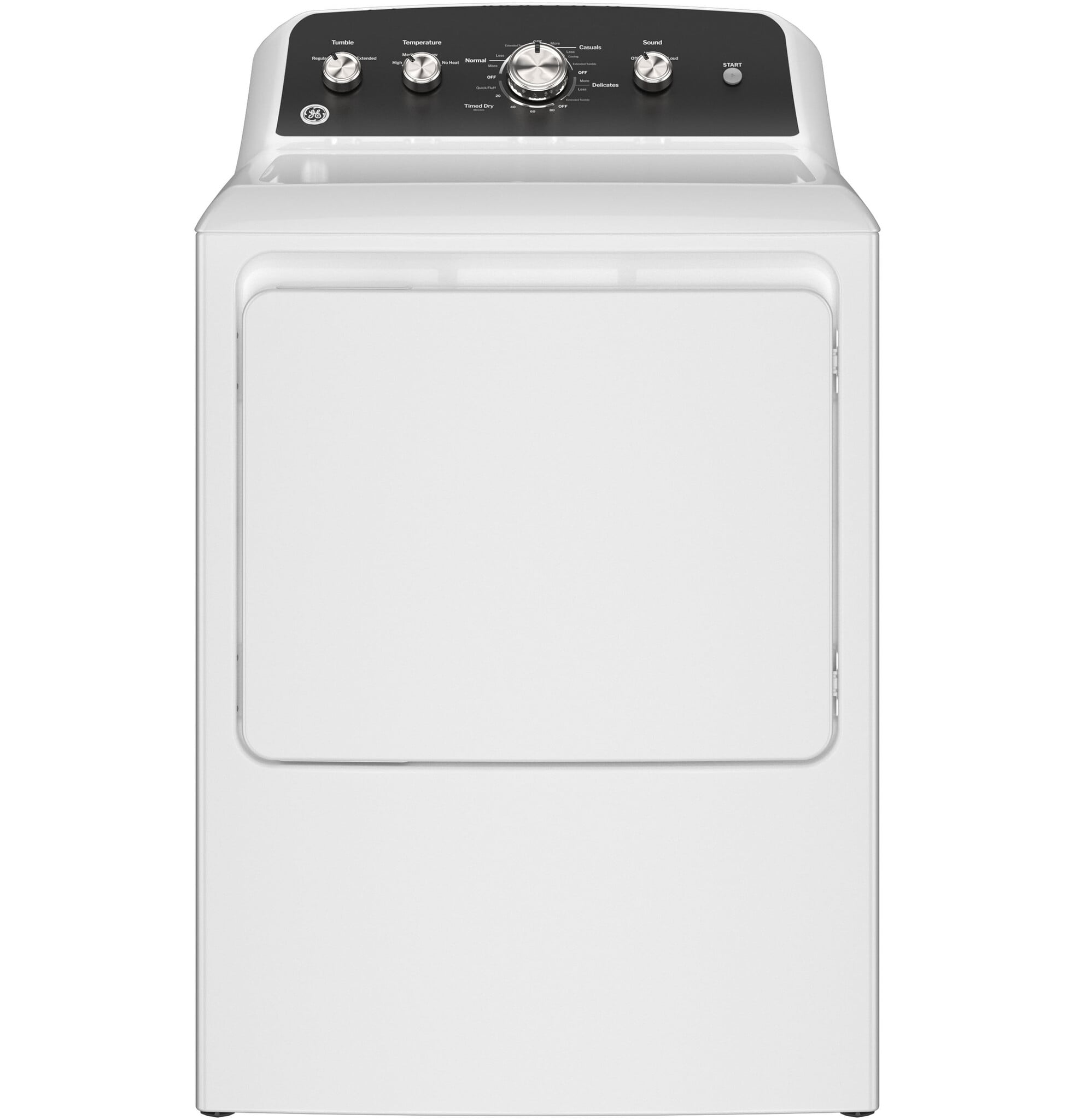 GE GE 7.2 Cu. Ft. Gas Dryer with Auto Dry White with Matte Black Model# GTD48GASWWB
