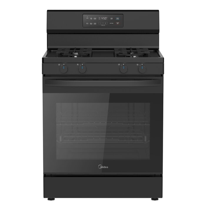 MIDEA MIDEA 30-in 4 burners 6.1-cu ft Freestanding Natural Gas Range ( Black ) MODEL# MGR30S2ABB