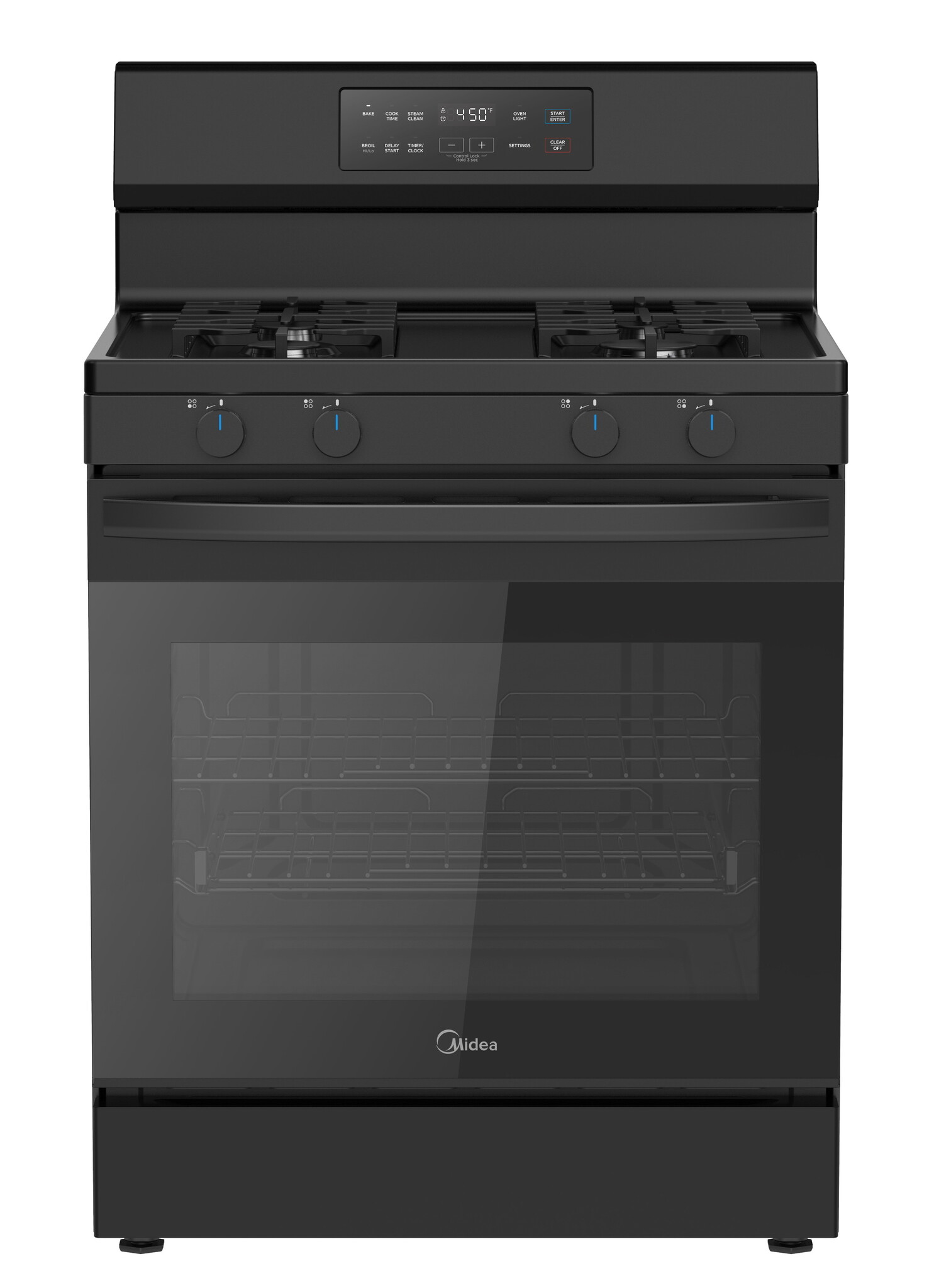 MIDEA MIDEA 30-in 4 burners 6.1-cu ft Freestanding Natural Gas Range ( Black ) MODEL# MGR30S2ABB