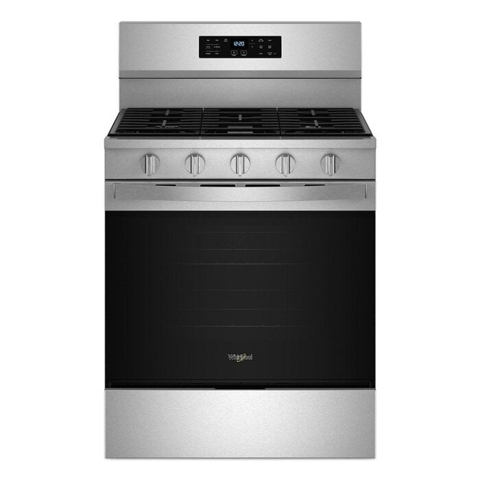 Whirlpool WHIRLPOOL Air Cooking Technology 30-in 5 burners 5-cu ft Air Fry Convection Oven Freestanding Natural Gas Range ( Fingerprint Stainless Steel ) MODEL# WFGS5030RZ