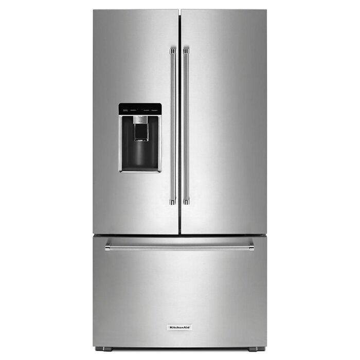 KITCHENAID KITCHENAID Counter-Depth 23.8-cu ft 3 -Door French Door Refrigerator with Ice Maker with Water and Ice Dispenser ( Stainless Steel with PRINTSHIELD Finish ) MODEL# KRFC704FPS