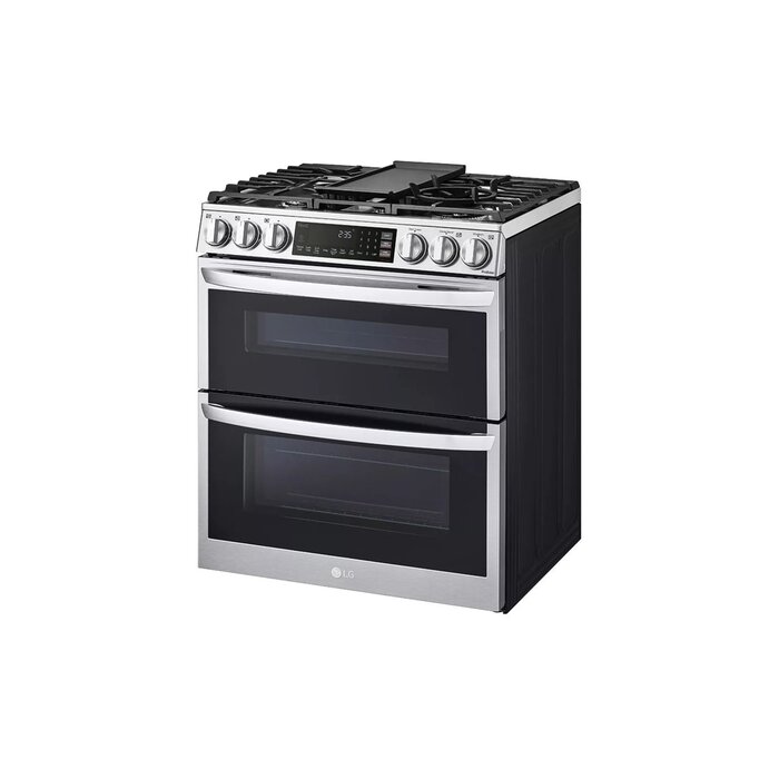 LG LG 6.9 cu. ft. Smart Gas Double Oven Slide-in Range with InstaView, ProBake Convection, Air Fry, and Air Sous Vide MODEL# LTGL6937F