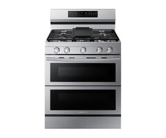 SAMSUNG SAMSUNG 30-in 5 burners 3.4-cu ft / 2.5-cu ft Air Fry Convection Oven Freestanding Double Oven Gas Range ( Fingerprint Resistant Stainless Steel )  MODEL# NX60A6751SS